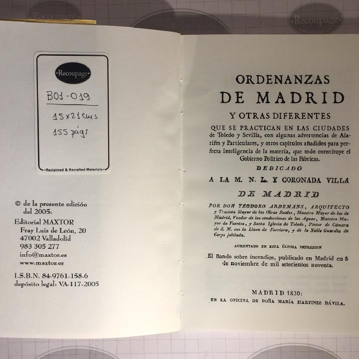 Ordenanzas de Madrid y otras diferentes...