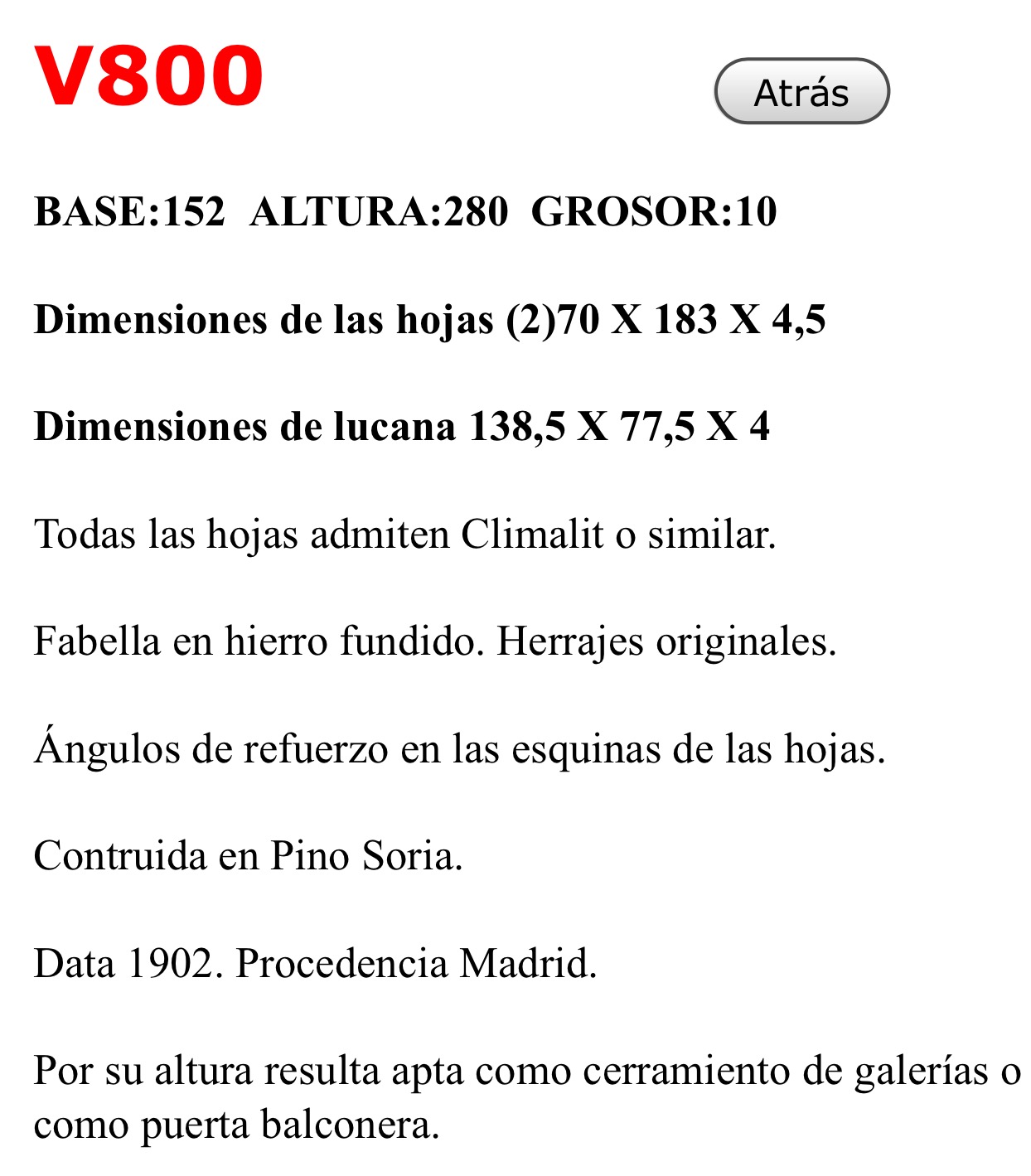 Ventana de 2 hojas con sobreventana